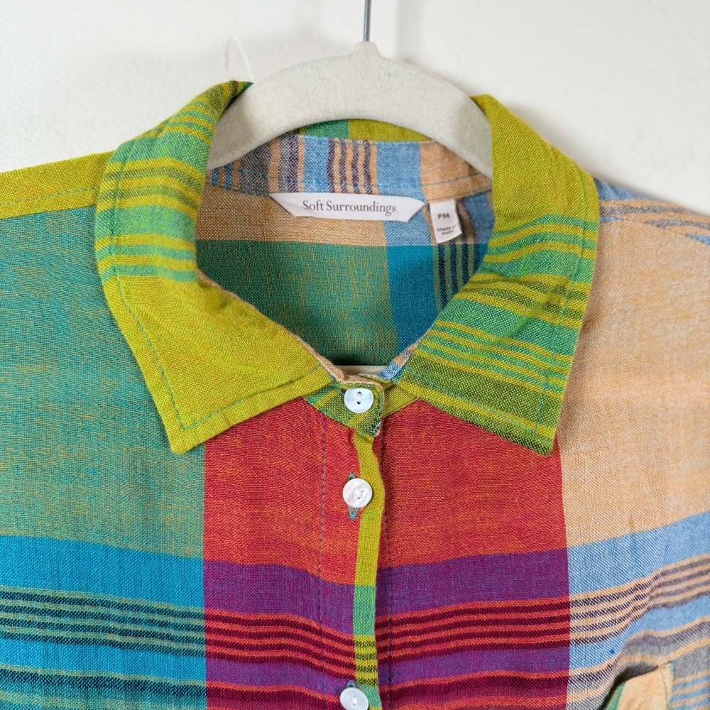 Soft Surroundings Patchwork Plaid Embroidered But… - image 5